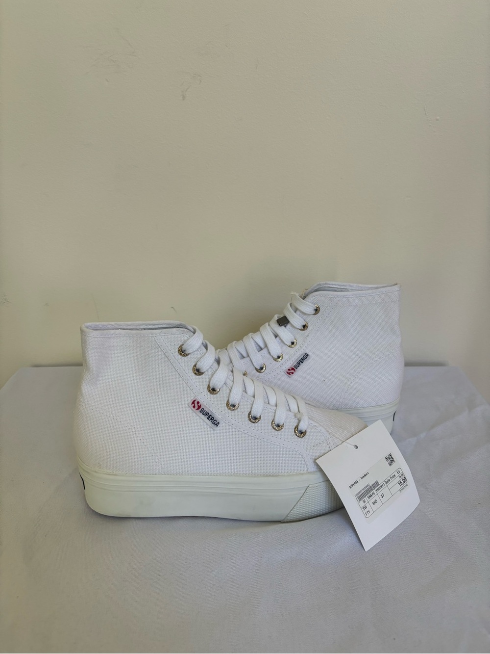 Superga 2708 Hi Top Nappa Platform Shoes Womens Sz 6.5 EU37 sneakers